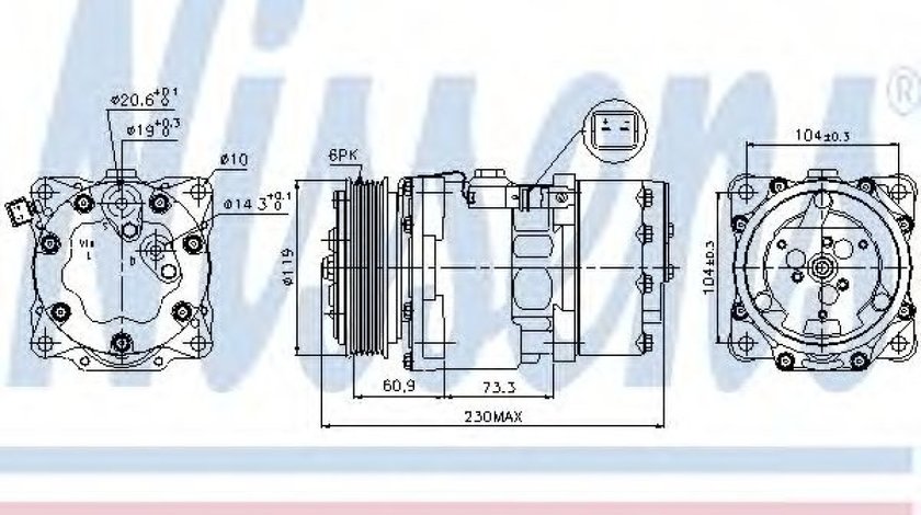 Compresor, climatizare PEUGEOT 307 (3A/C) (2000 - 2016) NISSENS 89195 piesa NOUA