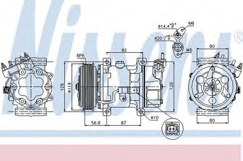 Compresor, climatizare PEUGEOT 307 Estate (3E) (2002 - 2016) NISSENS 89053 piesa NOUA