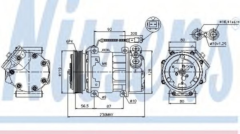 Compresor, climatizare PEUGEOT EXPERT (224) (1995 - 2016) NISSENS 89047 piesa NOUA