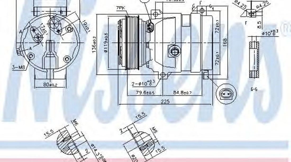 Compresor, climatizare RENAULT LAGUNA II Grandtour (KG0/1) (2001 - 2016) NISSENS 89587 piesa NOUA