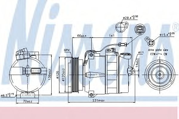 Compresor, climatizare SKODA SUPERB I (3U4) (2001 - 2008) NISSENS 89054 piesa NOUA