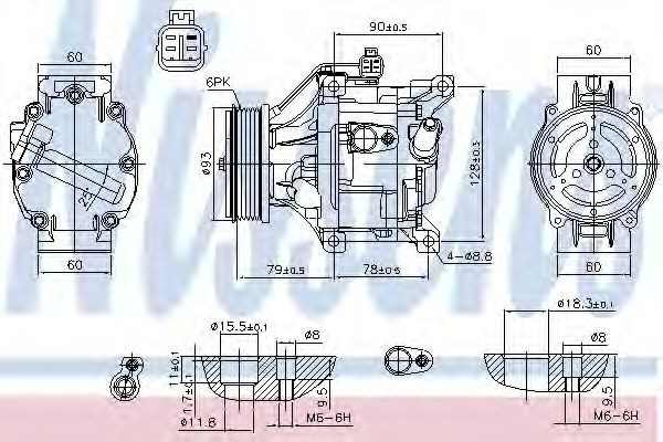 Compresor, climatizare TOYOTA COROLLA (CDE12, ZZE12, NDE12, ZDE12) (2001 - 2007) NISSENS 890036 piesa NOUA