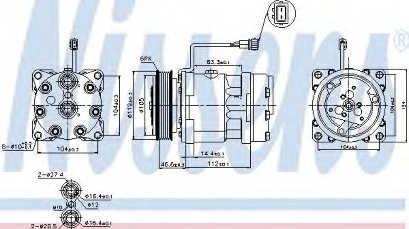 Compresor, climatizare VW LT II platou / sasiu (2DC, 2DF, 2DG, 2DL, 2DM) (1996 - 2006) NISSENS 89083 piesa NOUA