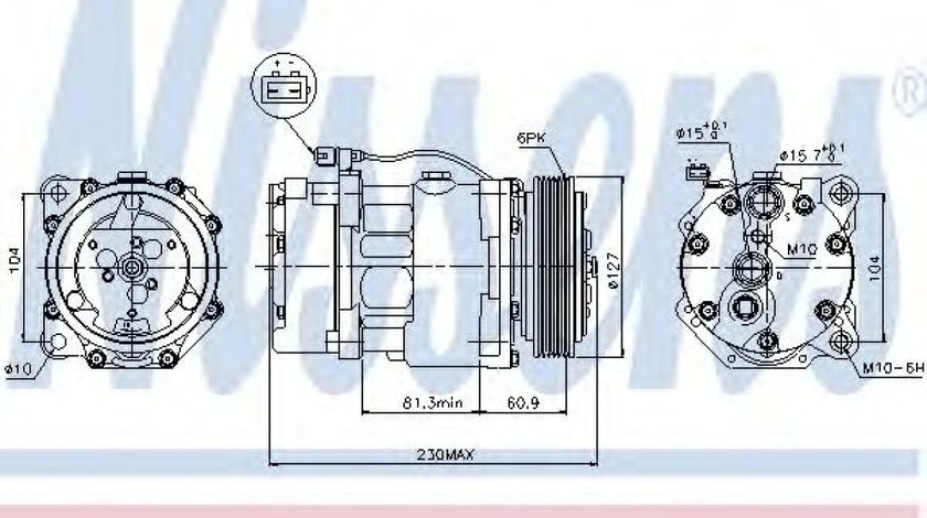 Compresor, climatizare VW TRANSPORTER IV bus (70XB, 70XC, 7DB, 7DW, 7DK) (1990 - 2003) NISSENS 89061 piesa NOUA