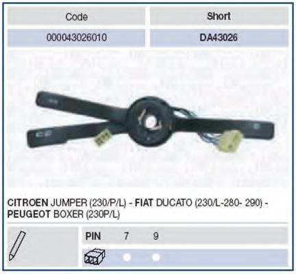 Comutator coloana directie FIAT DUCATO caroserie (290) (1989 - 1994) MAGNETI MARELLI 000043026010 piesa NOUA