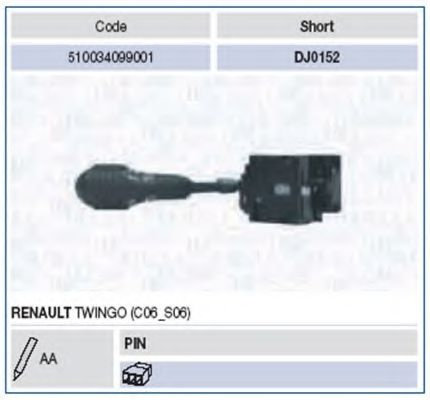 Comutator coloana directie RENAULT TWINGO I (C06) (1993 - 2012) MAGNETI MARELLI 510034099001 piesa N...