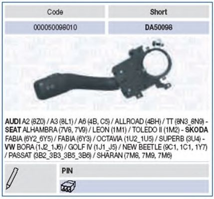 Comutator coloana directie SKODA SUPERB I (3U4) (2001 - 2008) MAGNETI MARELLI 000050098010 piesa NOUA