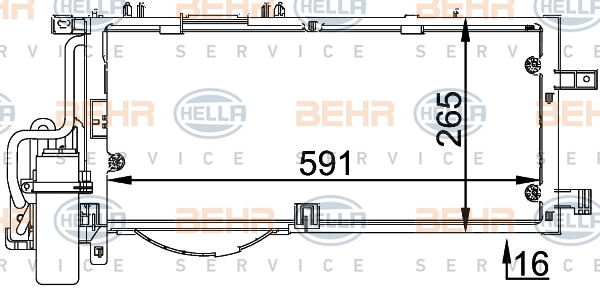 Condensator, climatizare (8FC351300614 HELLA) OPEL,VAUXHALL