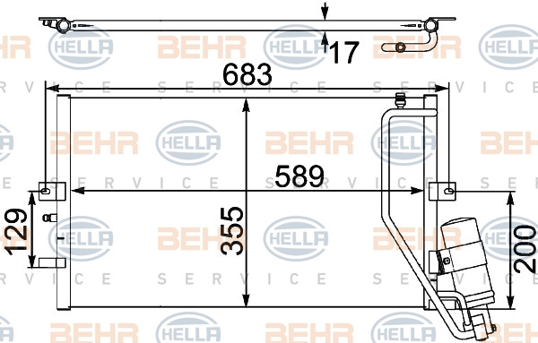 Condensator, climatizare (8FC351304131 HELLA) SAAB