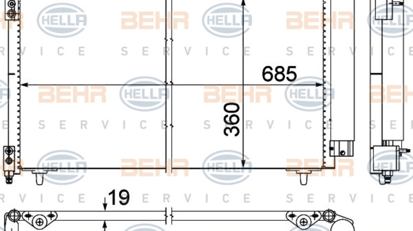 Condensator, climatizare (8FC351309401 HELLA) Citroen,PEUGEOT