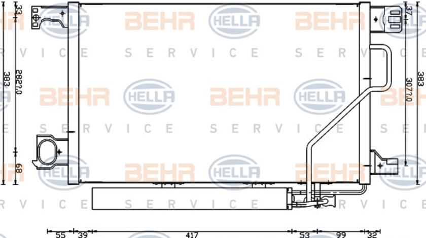 Condensator, climatizare (8FC351317504 HELLA) MERCEDES-BENZ