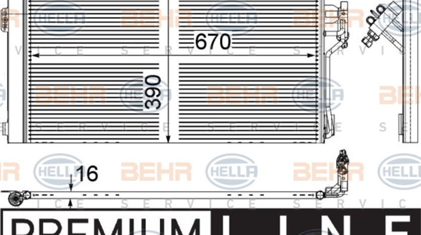 Condensator, climatizare (8FC351343001 HELLA) MERCEDES-BENZ