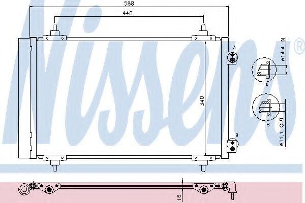 Condensator, climatizare CITROEN C8 (EA, EB) (2002 - 2016) NISSENS 940111 piesa NOUA