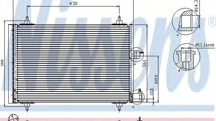 Condensator, climatizare CITROEN XSARA Estate (N2) (1997 - 2010) NISSENS 94542 piesa NOUA