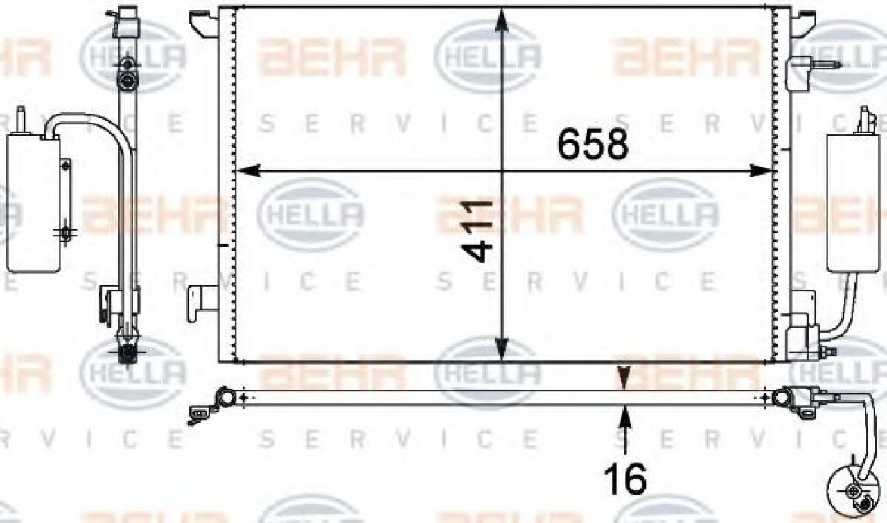 Condensator, climatizare OPEL VECTRA C GTS (2002 - 2016) HELLA 8FC 351 302-531 piesa NOUA