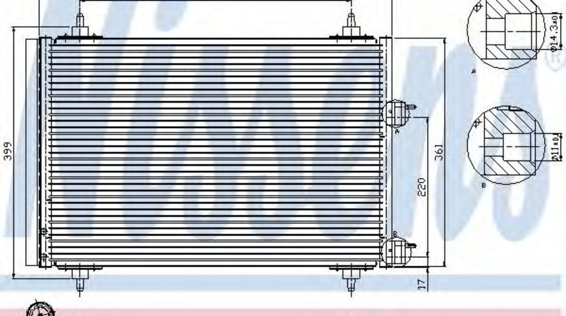 Condensator, climatizare PEUGEOT 307 (3A/C) (2000 - 2016) NISSENS 94570 piesa NOUA