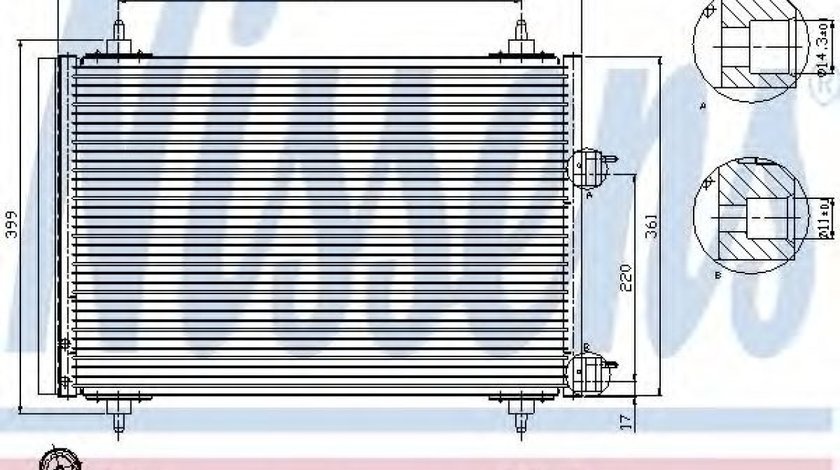 Condensator, climatizare PEUGEOT 307 CC (3B) (2003 - 2016) NISSENS 94570 piesa NOUA