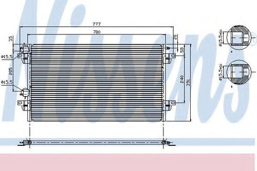 Condensator, climatizare RENAULT LAGUNA II (BG0/1) (2001 - 2016) NISSENS 94856 piesa NOUA