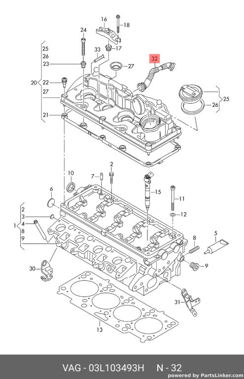 Conducta epurator gaze Volkswagen Amarok 2H 2015 2016 OEM 03L103493H