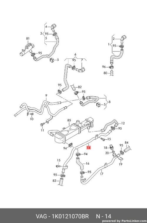 Conducta lichid racire 1.6 TDI CAY Volkswagen Golf 6 2010 2011 OEM 1K0121070BR