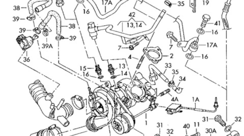 Conducta retur ulei turbina 06B145735A Audi A4 B6 Sedan 2003 1.8T AVJ OEM 06B145735A