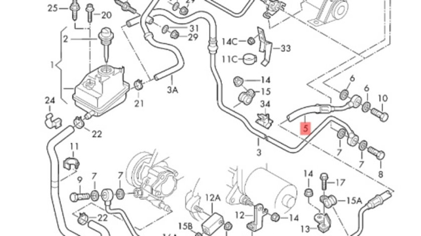 Conducta ulei tur caseta directie Volkswagen Bora 1J 1.9 TDI 96 kw 2003 2004 OEM 1J0422893BT