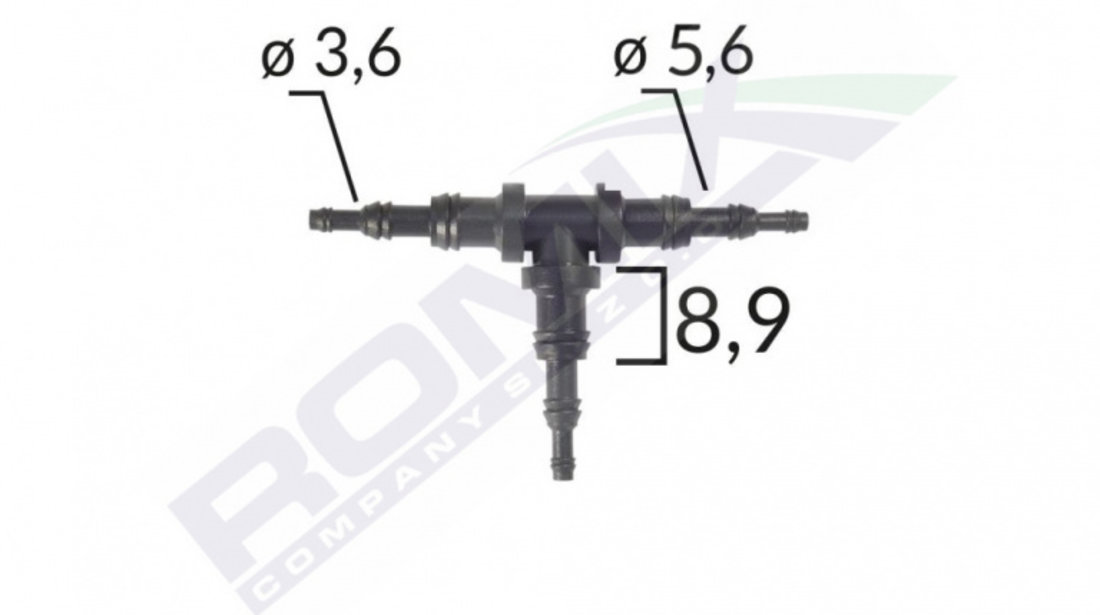 Conector Teu Furtun Conducta Universal 3.6 - 5.6 - 8.9mm - Negru Set 5 Buc Romix C60656