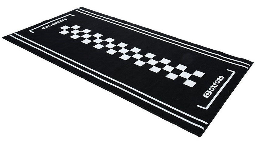 Covor Moto Oxford Workshop Mat Cafe L 200 x 100cm Negru / Alb OX918