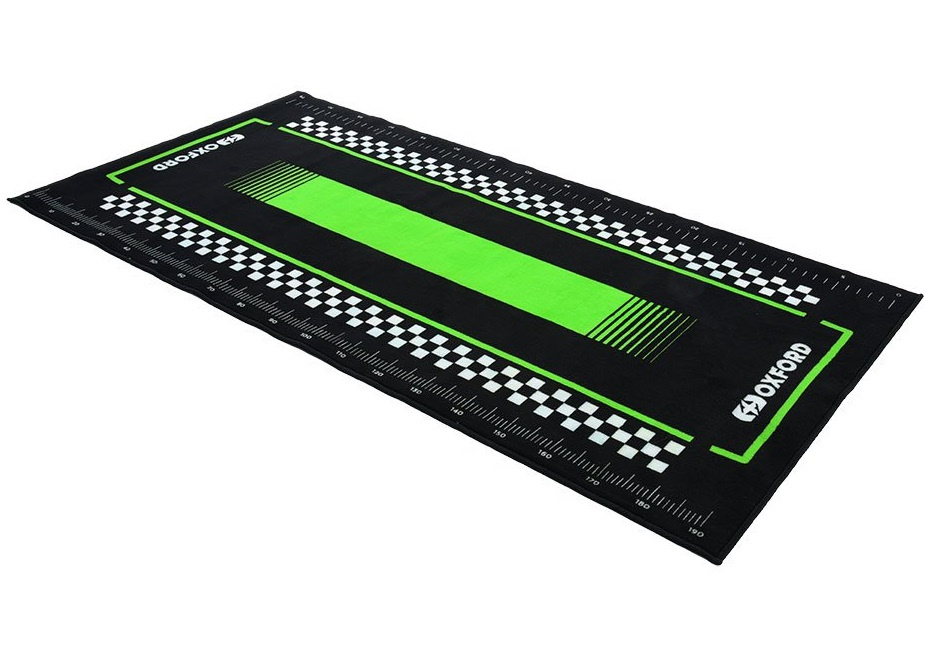 Covor Moto Oxford Workshop Mat Pitlane Green L 200 x 100cm Negru / Verde OX913