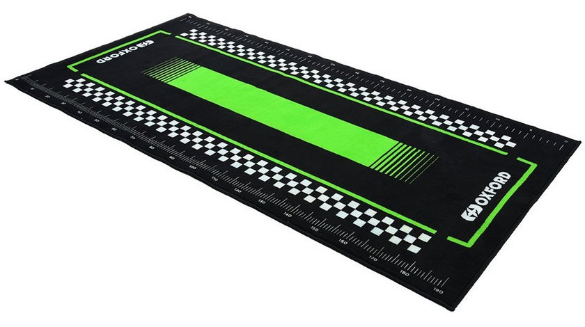 Covor Moto Oxford Workshop Mat Pitlane Green L 200 x 100cm Negru / Verde OX913