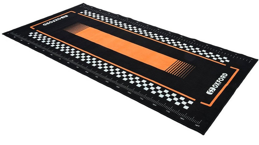 Covor Moto Oxford Workshop Mat Pitlane Orange L 200 x 100cm Negru / Portocaliu OX914