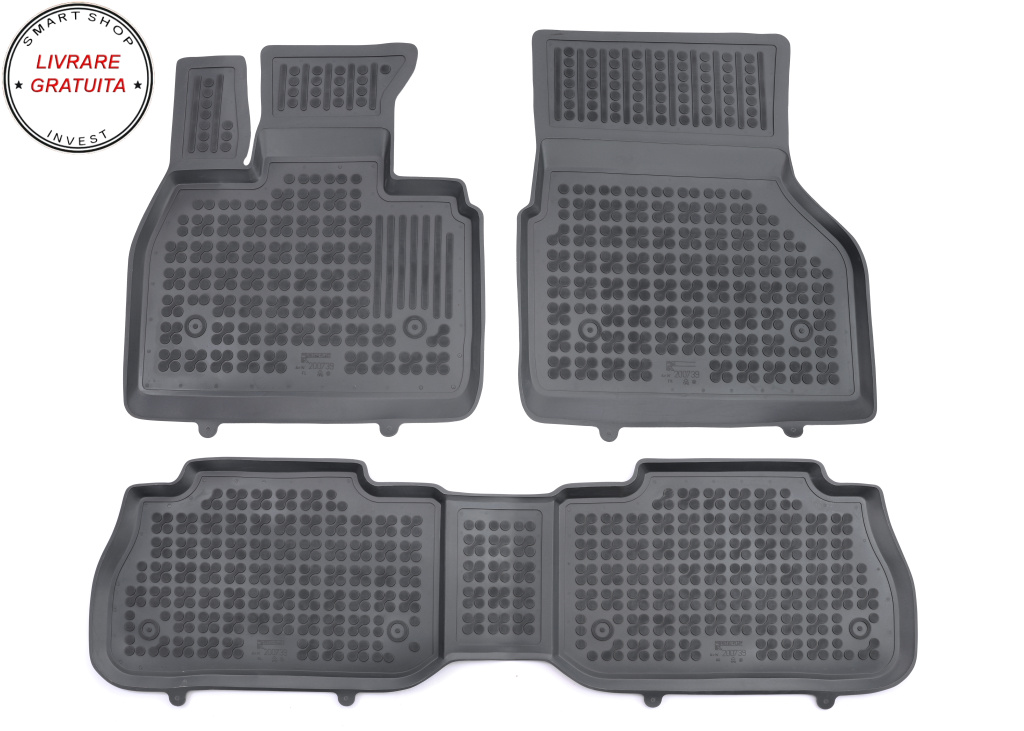 Covorase interior cauciuc tip tava negru BMW iX (I20) 2021 - 3-Piese - livrare gratuita