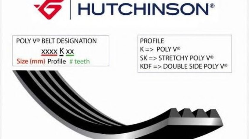 Curea transmisie cu caneluri RENAULT LAGUNA I (B56, 556) (1993 - 2001) HUTCHINSON 1658 K 6 piesa NOUA