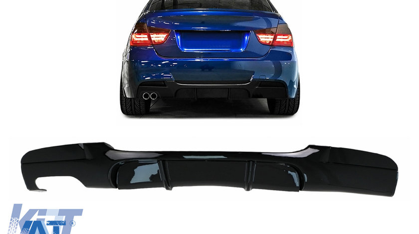 Difuzor Bara Spate pentru Evacuare Dubla Stanga compatibil cu BMW Seria 3 E90 E91 (2004-2012) M Design Negru Lucios