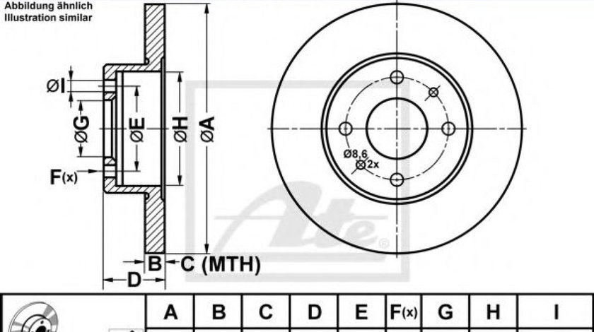 Disc frana ALFA ROMEO 145 (930) (1994 - 2001) ATE 24.0111-0119.1 piesa NOUA