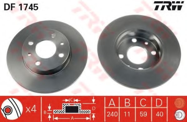 Disc frana ALFA ROMEO 146 (930) (1994 - 2001) TRW DF1745 piesa NOUA