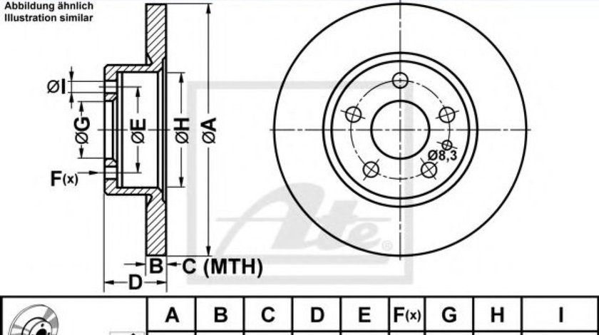 Disc frana ALFA ROMEO 147 (937) (2000 - 2010) ATE 24.0110-0209.1 piesa NOUA