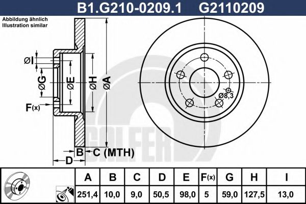 Disc frana ALFA ROMEO 156 Sportwagon (932) (2000 - 2006) GALFER B1.G210-0209.1 piesa NOUA