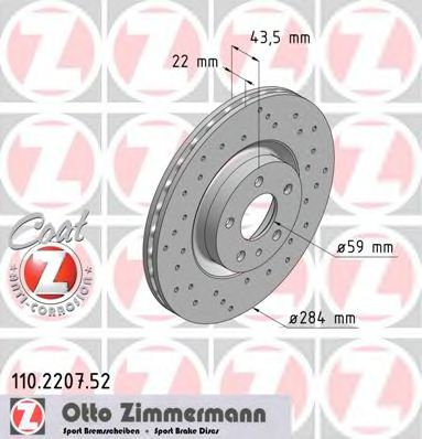 Disc frana ALFA ROMEO SPIDER (916_, 916S_) (1994 - 2005) ZIMMERMANN 110.2207.52 piesa NOUA