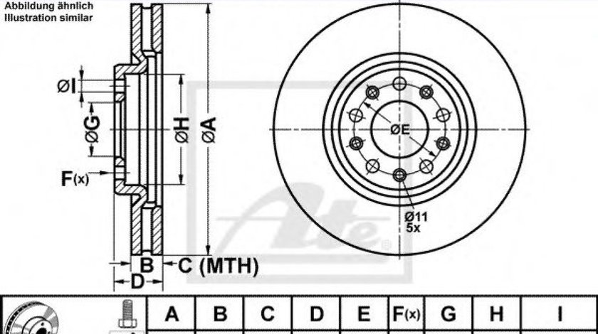 Disc frana ALFA ROMEO SPIDER (939_, 939) (2006 - 2010) ATE 24.0128-0192.1 piesa NOUA