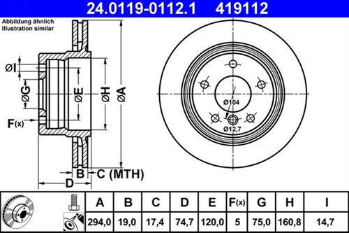 Disc Frana Ate Bmw 24.0119-0112.1