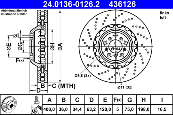 Disc Frana Ate Bmw 24.0136-0126.2