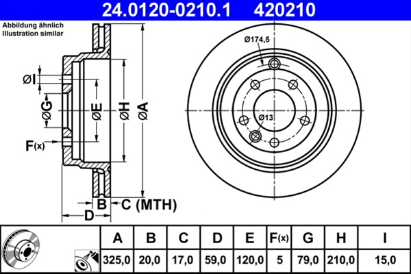 Disc Frana Ate Land Rover 24.0120-0210.1