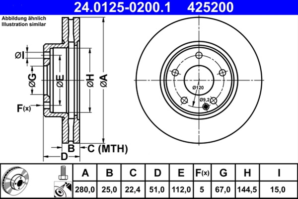 Disc Frana Ate Mercedes-Benz 24.0125-0200.1