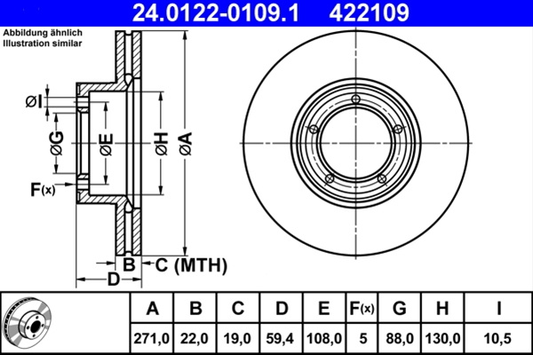 Disc Frana Ate Opel 24.0122-0109.1