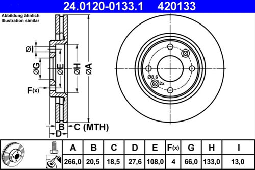 Disc Frana Ate Peugeot 24.0120-0133.1