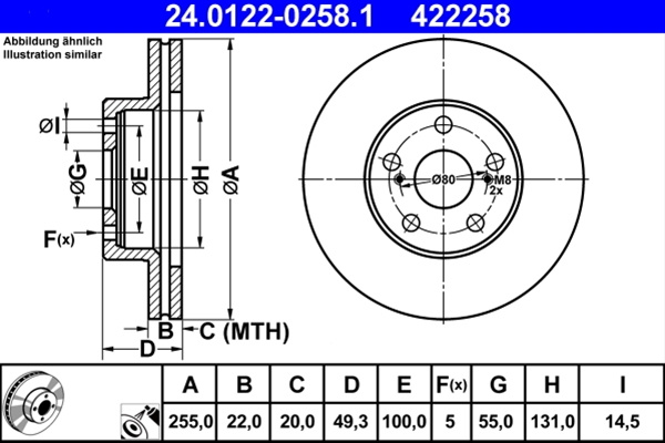 Disc Frana Ate Toyota 24.0122-0258.1