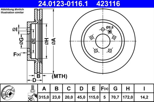 Disc Frana Ate Vauxhall 24.0123-0116.1