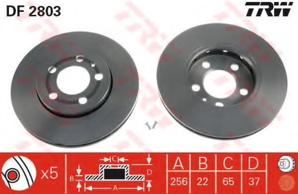 Disc frana AUDI A1 (8X1, 8XK, 8XF) (2010 - 2016) TRW DF2803 piesa NOUA