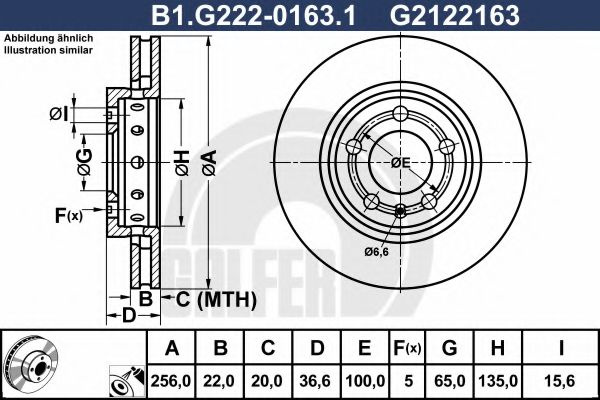 Disc frana AUDI A3 (8L1) (1996 - 2003) GALFER B1.G222-0163.1 piesa NOUA